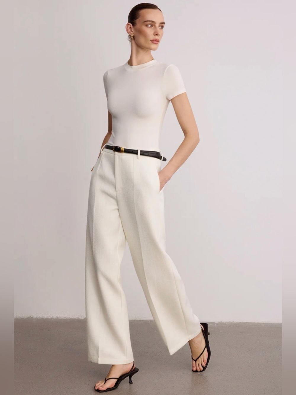 Commense Wide-Leg Mid- Waist Pants